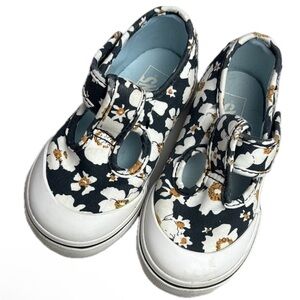 Vans Floral Kids Shoes - Mary Jane Canvas, Black Gold and White